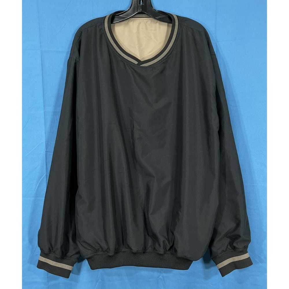 FAIRWAY GOLF Packable Men's BLACK Soft Shell V-NECK Pull-Over JACKET Sz XXL